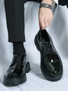 Men's Business Formal Style PU Leather Derby Shoes, Fashionable Lace Up Front Oxford Shoes for Work Office, Male All-match Commuter Shoes for Daily Wear