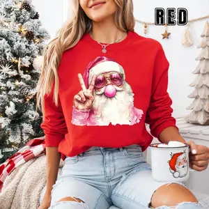 Christmas Bubble Gum Sweatshirt, Santa Blowing Bubble Shirt, Funny Christmas Santa Shirt, Retro Christmas Shirt, Holiday Sweatshirt