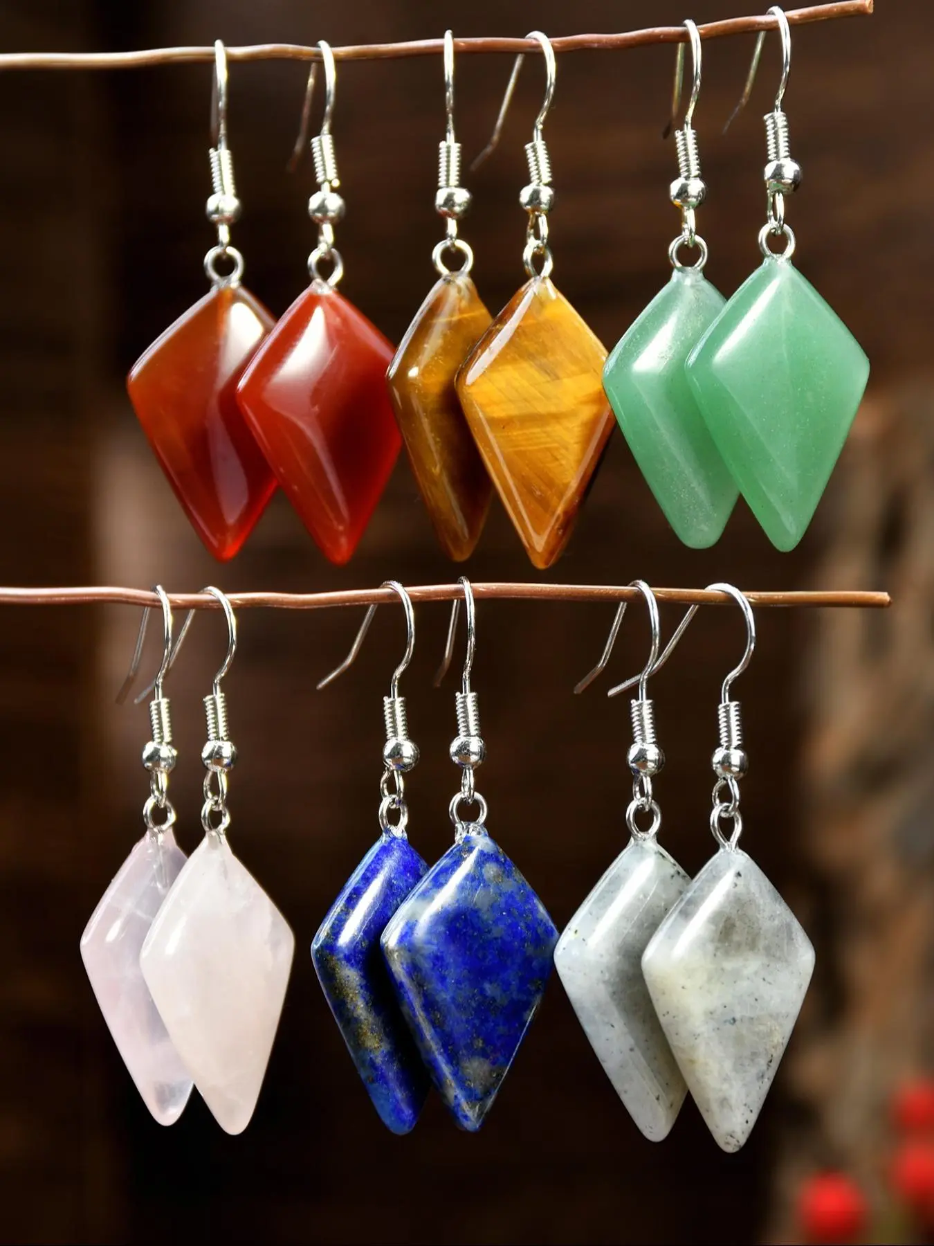 Vintage Natural Crystal Earrings, Boho Chic Crystal, Colorful Crystal Decor Dangle Earrings, Fashion Jewelry Accessories for Women & Girls, Trendy All-match & Exquisite Jewelry for Birthday Gift, Unique Crystals, Unique Design Earrings