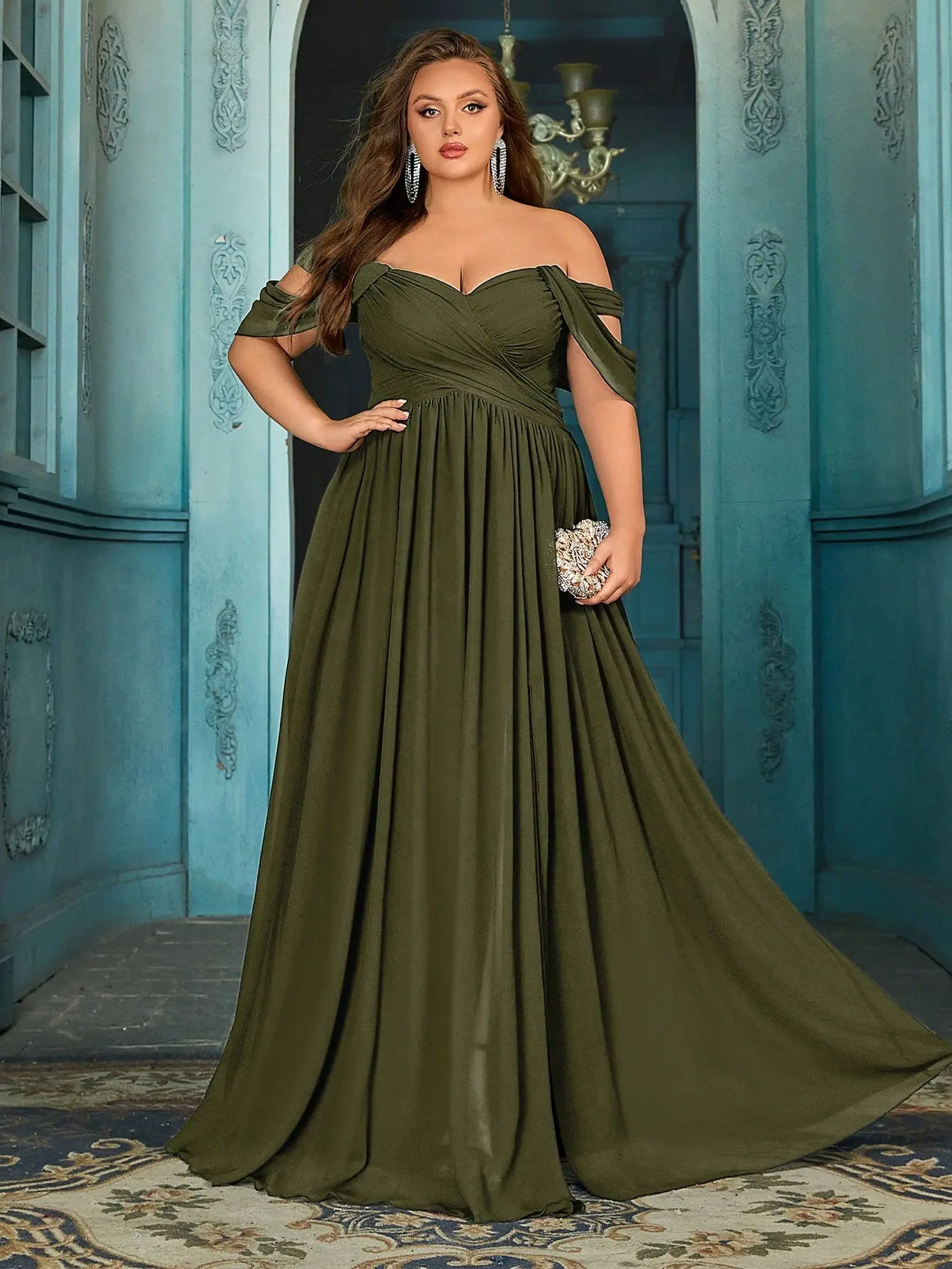 off the shoulder dress for wedding guest plus size Ever-Pretty Knit Off-the-shoulder Sleeve A-Line Cocktail Dress