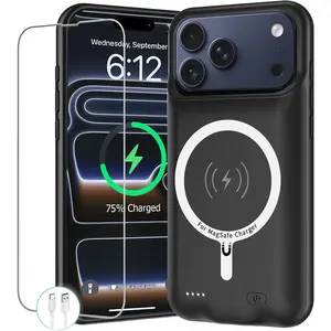 Case for  17 Pro , 10000mAh Protective  Case with   Compatible with  17 Pro (6.3 inch) Rechargeable Extended  Pack Charger Case with  (Black)