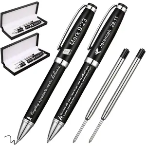 2 Set Christian Engraved  Pen  Verse Pen Pastor Gifts for Men Christian Gifts Pen with Box and 2 Refills Jeremiah 29:11 Mark 9:23 Twist Action Ballpoint Christian Gifts for Church
