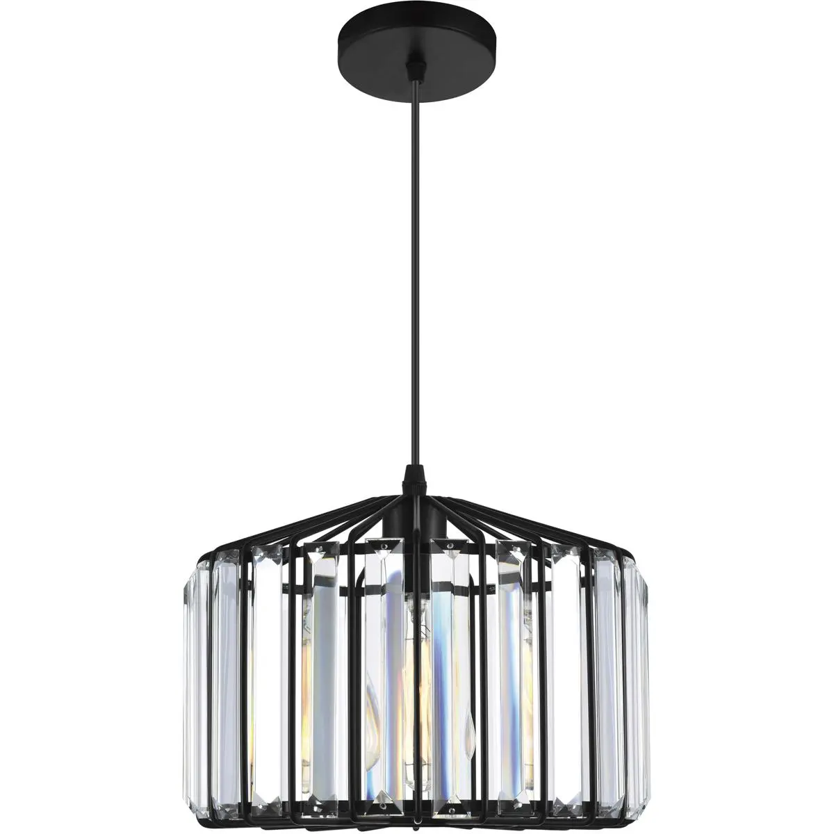 CWI Lighting Alethia 1 Light 10 inch Black Drum Shade Pendant Ceiling Light 9942P10-1-101-C
