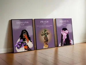 Purple Scripture Wall Art, Christian Girl Room Decor, Coquette Bible Verse Poster Unframed