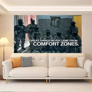 No Comfort Zone Quote Wall Hanging, Fitness Motivation Poster Tapestry for Home Gym Man Cave Decor
