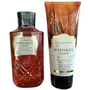 Bath & Body Works Men's Whiskey Toast Ultimate Hydration Body Cream and 3-in-1 Body and Face Wash 2 Piece Set