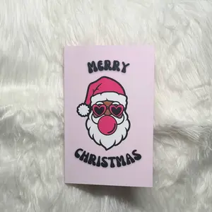 Bubblegum Santa Christmas Card - Festive Holiday Greetings