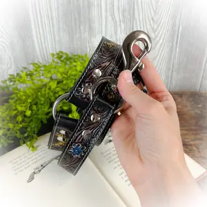 Clair Tooled Leather Dog Leash