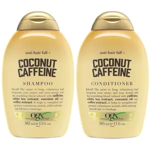 OGX Anti-Hair Fall + Coconut Caffeine Strengthening Shampoo & Conditioner Set, 13 Oz Ea