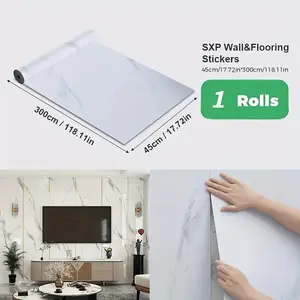 Abolos UNBSPC0430-CA Calacatta Marble Peel and Stick Floor Tile - 18'x118' No Tools Needed, Easy DIY,Removable Vinyl for Renters