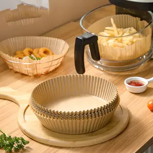 100 PCS Non Stick Air Fryer Paper Pads - Disposable Circle Liners, Environmentally Friendly & Biodegradable, for Baking, Roasting, Deep Frying, Home & Commercial Use, Halloween Christmas Kitchen Essentials