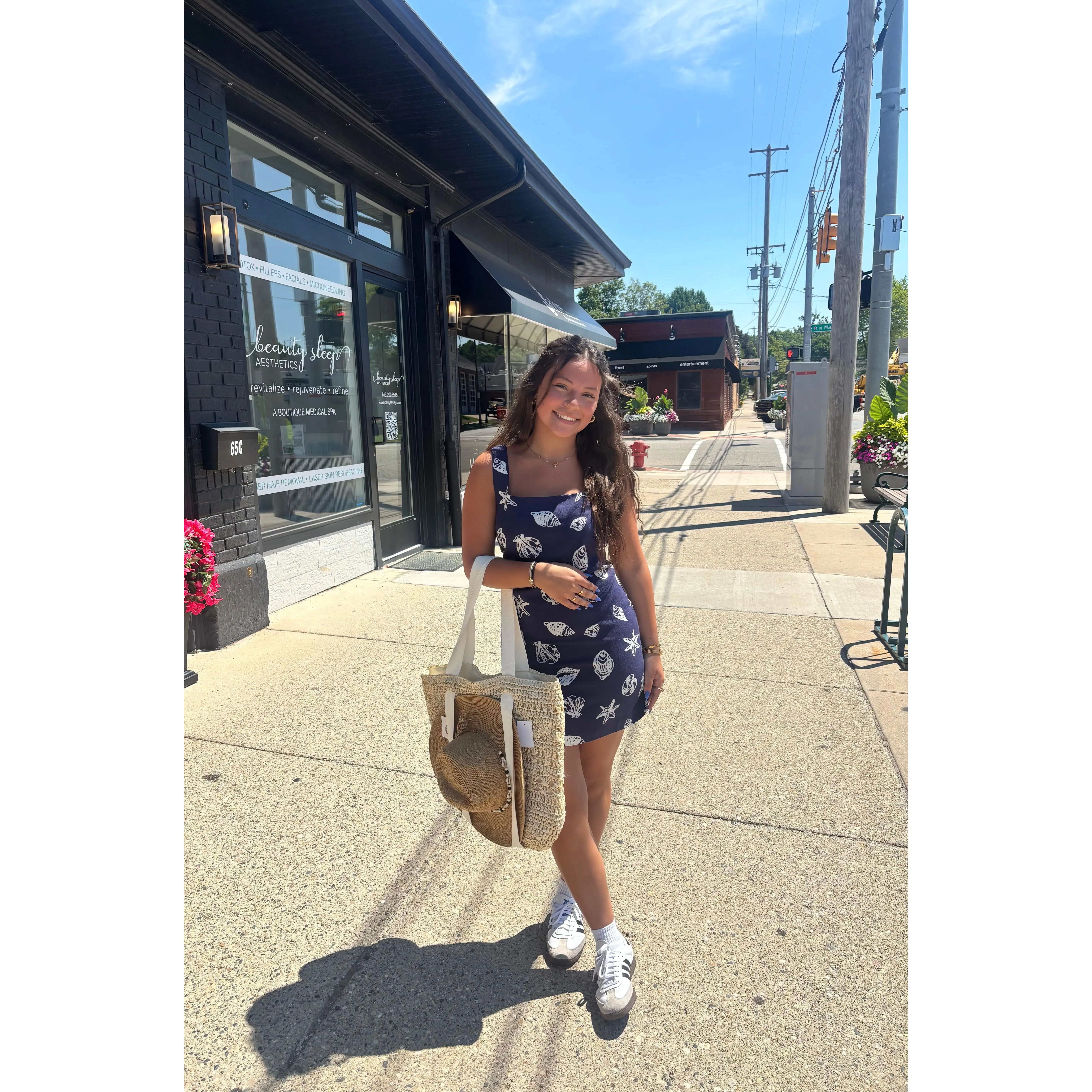 Linen Blend Seashell Mini Dress