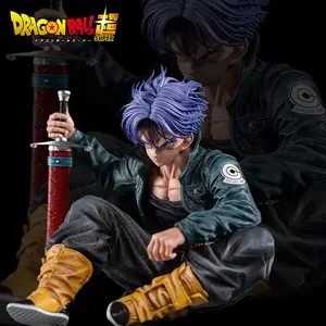 10cm Dragon Ball Trunks Action Figure Anime Super Saiyan Sitting Position Torankusu Figurine Doll Statue Ornaments PVC Model Toy