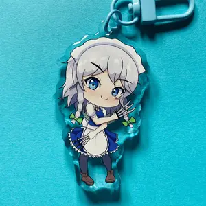 Sakuya Izayoi Touhou Project Acrylic Keychains, Sakuya Izayoi Keychain, Touhou Anime Keychains, Anime Lovers Gift Keychain, Kawaii Keyring Accessories