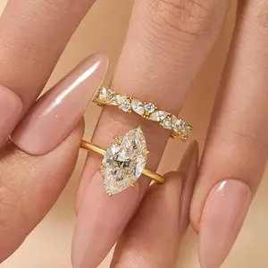 Maxine CZ 4.0ct Marquise Cut 2PC Engagement Ring Set, Bridal Ring Set,5A Cubic Zirconia Women's Ring Jewelry,Wedding Ring Set for Daily,Travel,Proposal,Birthday,Anniversary