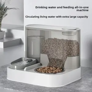 Cat Bowl Dog Bowl Cat Food Bowl Cat Food Automatic Feeder Water Dispenser Integrated Pet Stainless Steel Drinking Water Double Bowl