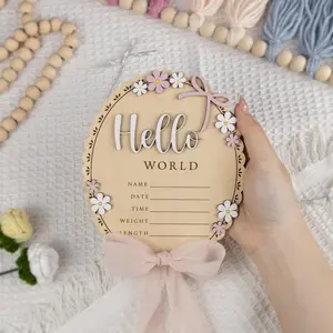 Baby Birth Announcement Board, Wooden Newborn Photo Name Plate, Baby Baptism Date Identifier, Wood Material, Perfect Gift for Parents