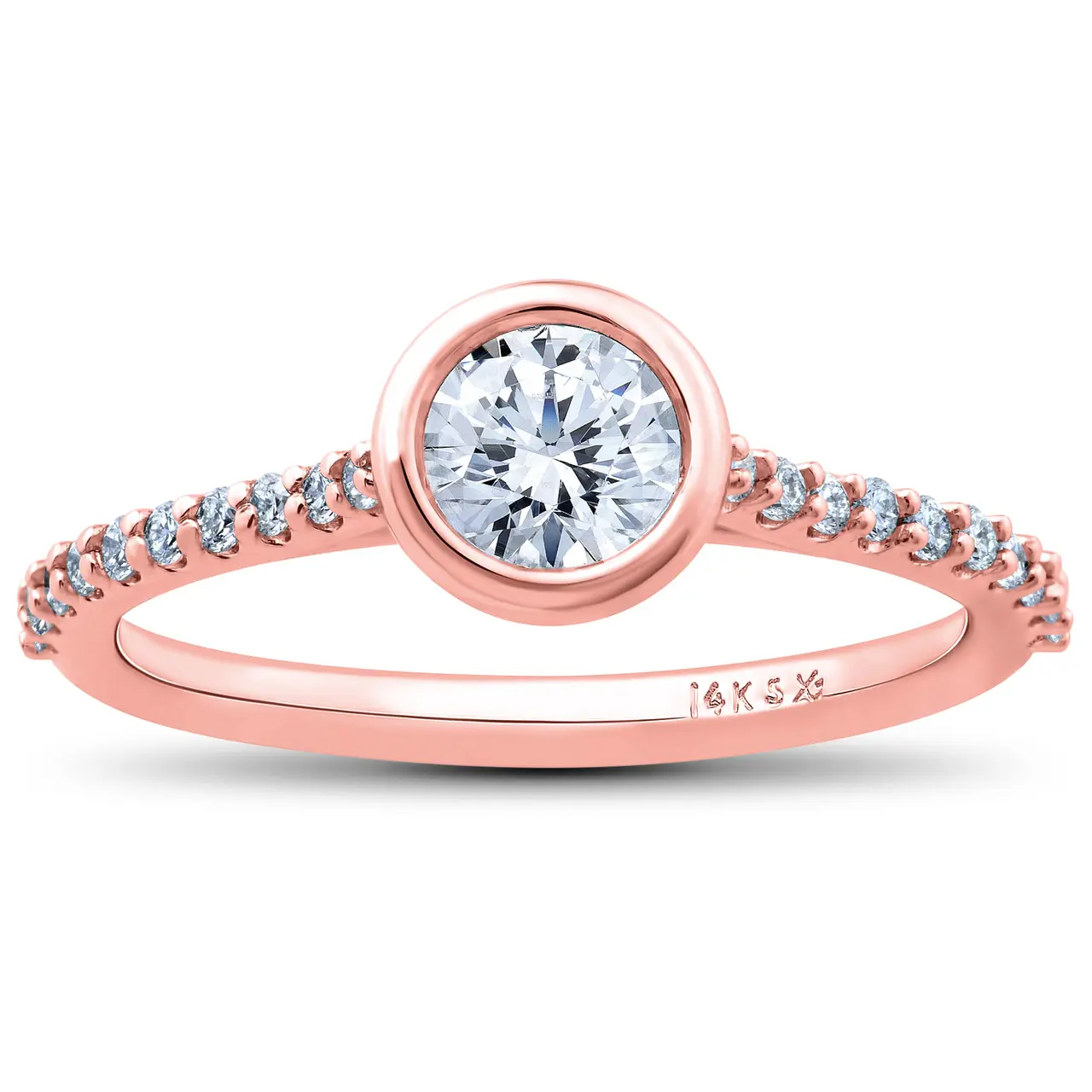 1ct Charlotte Diamond Engagement Ring 14k Rose Gold Lab Grown Bezel Round