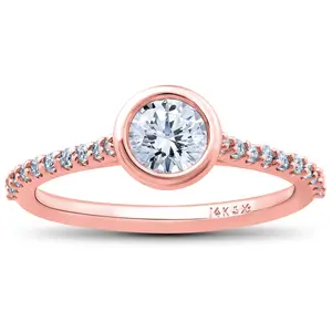 1ct Charlotte Diamond Engagement Ring 14k Rose Gold Lab Grown Bezel Round