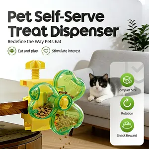 Interactive Rotatable Pet Food Dispenser, Self-Serve Treat Dispenser Toy, Clover Windmill Slow Feeder for Indoor Cats and Dogs