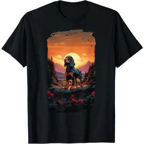 Gordon Setter Dog Mom Dad Mountain Trees Artistic T-Shirt