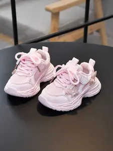 Girls' Breathable Mesh Running Shoes, Comfortable Non-Slip Toddler Sneakers, Lace up trainers, Nonslip Trainers, Perfect for Spring & Fall Outdoor Activities