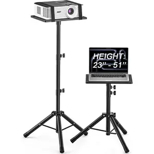 Projector Stand Tripod from 23" to 51", Laptop Tripod Stand with Elastic Band, Height Adjustable for Office, , Stage, Studio, Multifunctional DJ Rack Stand