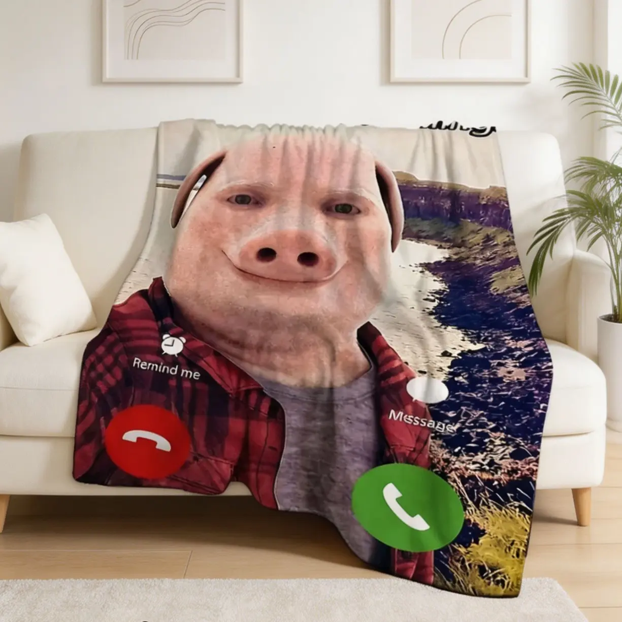 John Pork Flannel Blanket, Fluffy Soft Throw Blanket for Sofa Bed Home, Cute Anime Cozy Blanket for Adults & Kids