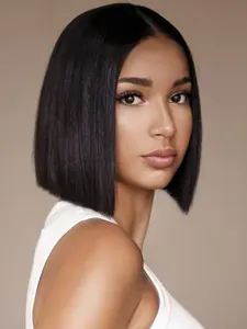 Bob Wig Human Hair 4x4 Lace Front Wigs High Density Natural Remy Hair Double Drawn Human Hair Wig Human Hair Pre Plucked,Blunt Cut Straight Short Bob Styles 10 inch Lace Front Bobs