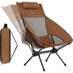 Zeta L8 Max Camping Chair, Portable & Lightweight, Comfort-Driven Foldable Rocking Chair with Carry Bag for Camping, Hiking, Patio, Fishing, Support up to 250 lbs, Brown