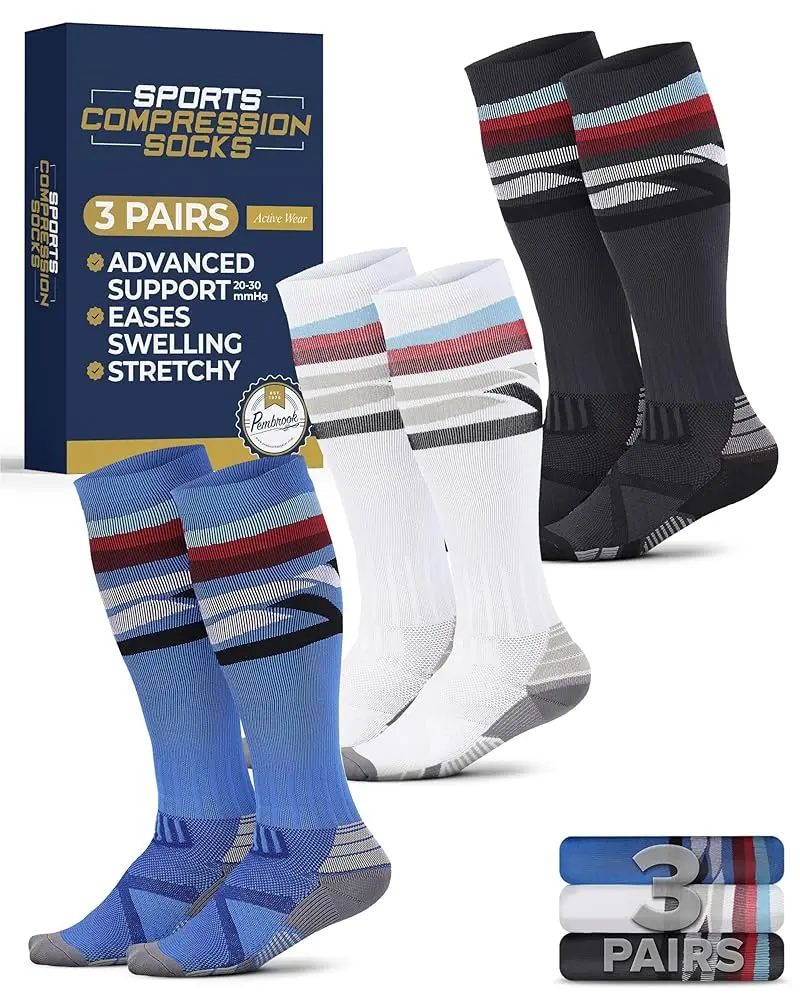 Line Pattern (Black/White/Blue) - 3 Pairs