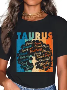 100% Cotton African American Women Zodiac Birthday Taurus Girl T-Shirt