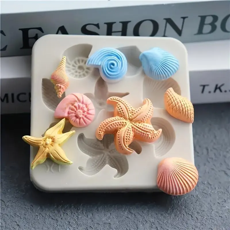 3D Marine Life Silicone Mold, 1 Count DIY Conch Shell Starfish Silicone Mold, Marine Life Ornaments and Craft Decorations Mold, Handmade Crafts Handicraft Handcraft