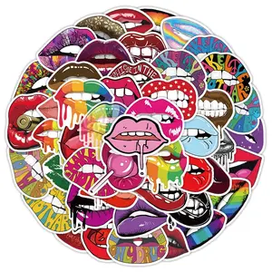 50 Pcs Vinyl Sticker of Sexy Lips Art for Art Lips Lovers Waterproof Stickers Bomb for Wall, Computer, Laptop, Skateboard, Water Bottle, Mug, Kids Scrapbook Gift for Birthday, Christmas, Thanksgiving (Lips)