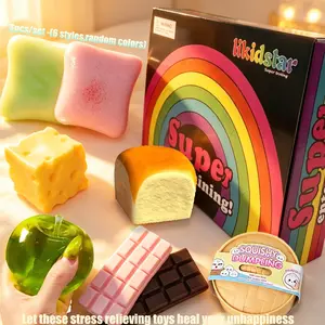 8pcs/set - Toast, Cheese, Chocolate and other stress relieving toys, blind box stress relieving toys, sensory sets, creative slow rebound toys, party gifts, a variety of different styles, let these stress relieving toys heal your unhappiness