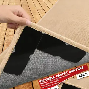 LS Rug Gripper Anti-Slip Carpet Tape Strips 2x6 inches Non-Damaging Reusable Strong Grip for Tiles Wooden Floors Marble Carpet Rug Professional Design Secure Fit