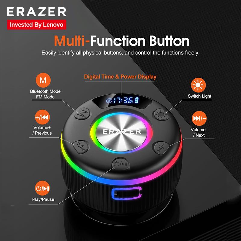 ERAZER XM102 Waterproof Shower Bluetooth Speaker Portable Wireless Speaker with Suction Cup IPX6 Waterproof Speaker Suitable for home/party/outdoor/beach, electronic products, birthday gifts