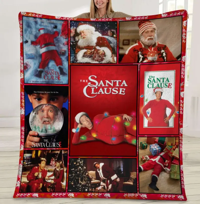 The Santa Clause Movie Fleece Blanket, Funny Santa Disneyland Christmas Vintage Blanket, Santa Clause Retro Blanket Xmas Gifts, Home Decor Blanket Birthday Anniversary Holiday Christmas Halloween