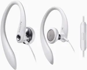 PHILIPS | In-Ear Sport Headphones with Microphone 15mm Driver 3D Earhook Ergonomic Comfortable Fit 1.2m Cable White