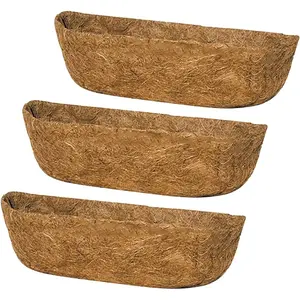 3 count 30" Coco Liners for Planters, Pre-Formed Trough Coconut Fiber Liner Replacement for Window Box, Fence Flower Baskets, Garden Flower Pot (30 inch 3 count)