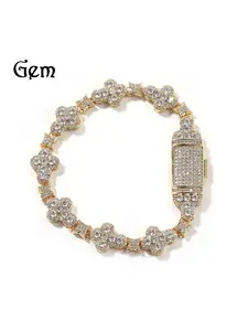 New cross - border European and American products: A simple and fashionable 10mm cross - flower bracelet with micro - set zircon, a charming and sparkling piece of jewelry, Elegant Bangle