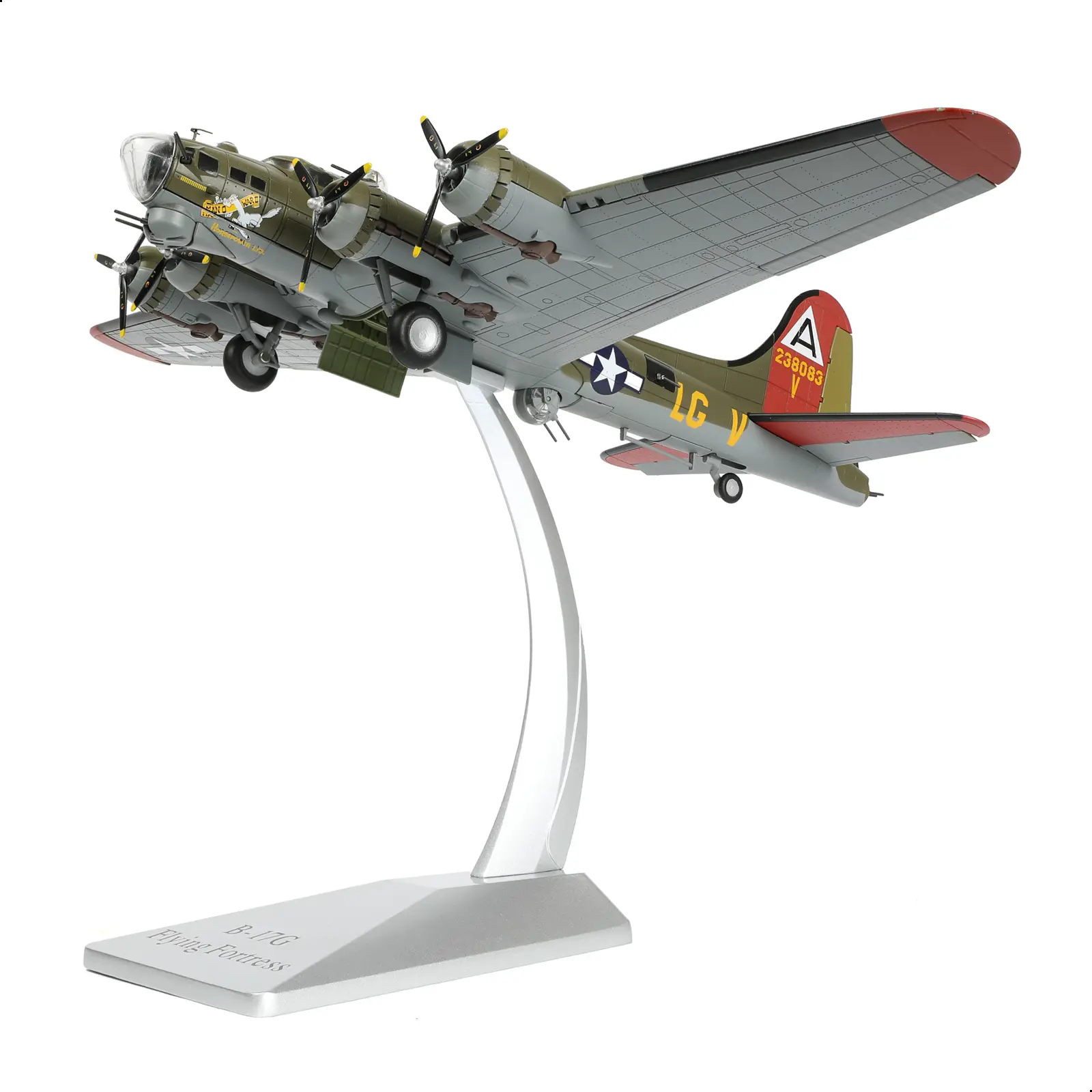 1/72 Die-Cast Alloy B-17G Flying Fortress WWII Heavy Bomber Model - Rotating Turret, Olive Green, Authentic Look, Eighth Air Force Bomber Command, Detailed Gun Positions, Display Stand, Memorial Day/Veterans Day Collectible Gift, Collectibles, Military Mu