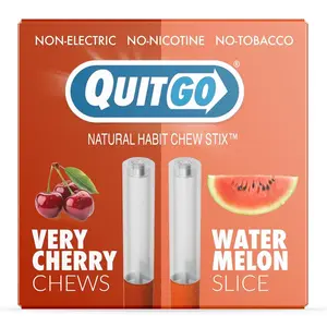 QuitGo Air Straw Cherry and Watermelon Habit Chew Stick – Plastic Reusable Natural Aid Straw to Curb Cravings & Breathe Freely