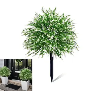Artificial White Lavender Plants Fake Plastic Greenery with Ground Stakes, Featuring UV Resistance, Suitable for Indoor And Outdoor Decoration in Summer And Autumn. Ideal for Homes, Hotels, Gardens, Offices, Weddings, And Festive Occasions