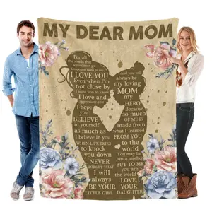 Gifts for Mom from Daughter, Mothers Day Birthday Gift for Mom Blanket from Daughter, Mommy Birthday Gifts, Presents for Mother, Soft Cozy Throw Blanket 60x50 Inches