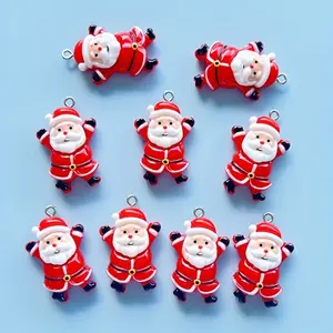 10/20pcs Christmas Cheering Santa Claus Father Christmas Resin Pendants Bulk For Diy Can Be Used As Necklace Earrings Pendant Keychain And More