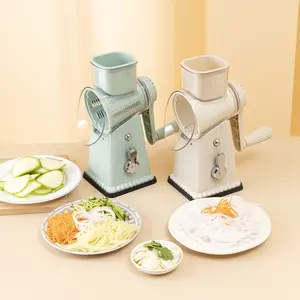 Boyuevi Rotary Cheese Grater with Handle, 5 Interchangeable Blades, Strong Suction Base, Vegetable Slicer for Cheese, Potato, Carrot