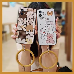 Soft Case Bracelet Phone Case For Nothing Phone1 Youth Dirt-resistant Waterproof Funny Anti-knock Cartoon Creative Ring Back Cover heat dissipation Protective Cute Personality