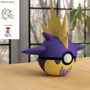 Toxtricity High Key Ball - 1st Print - High-Quality PLA, 3D Printed Pokeball Figure