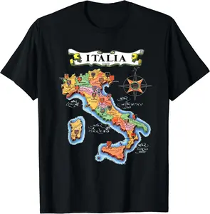 Italy Map Illustration Souvenir Gift Italian Tee Italia T-Shirt